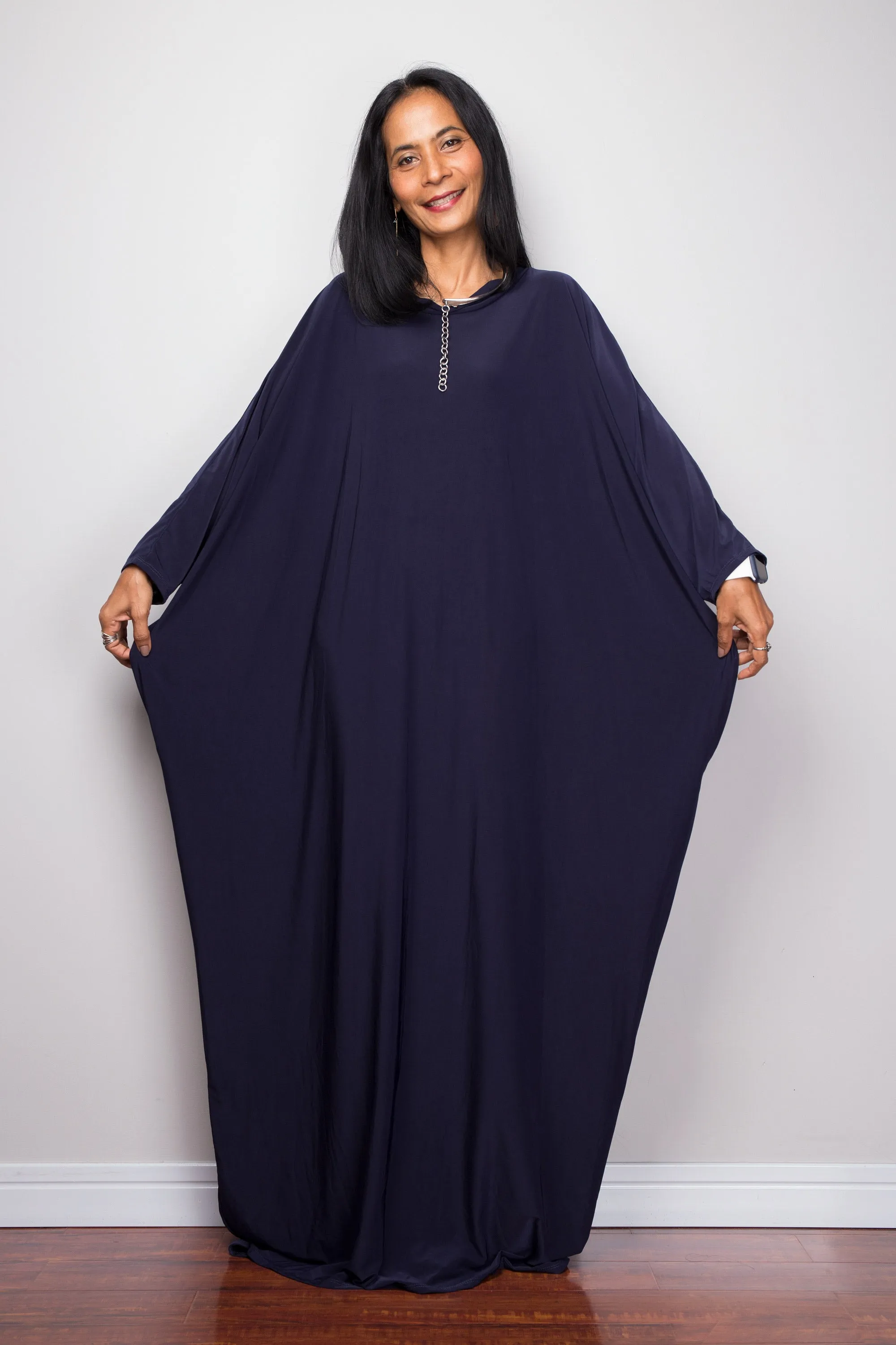 Navy Blue Modest Kaftan Dress