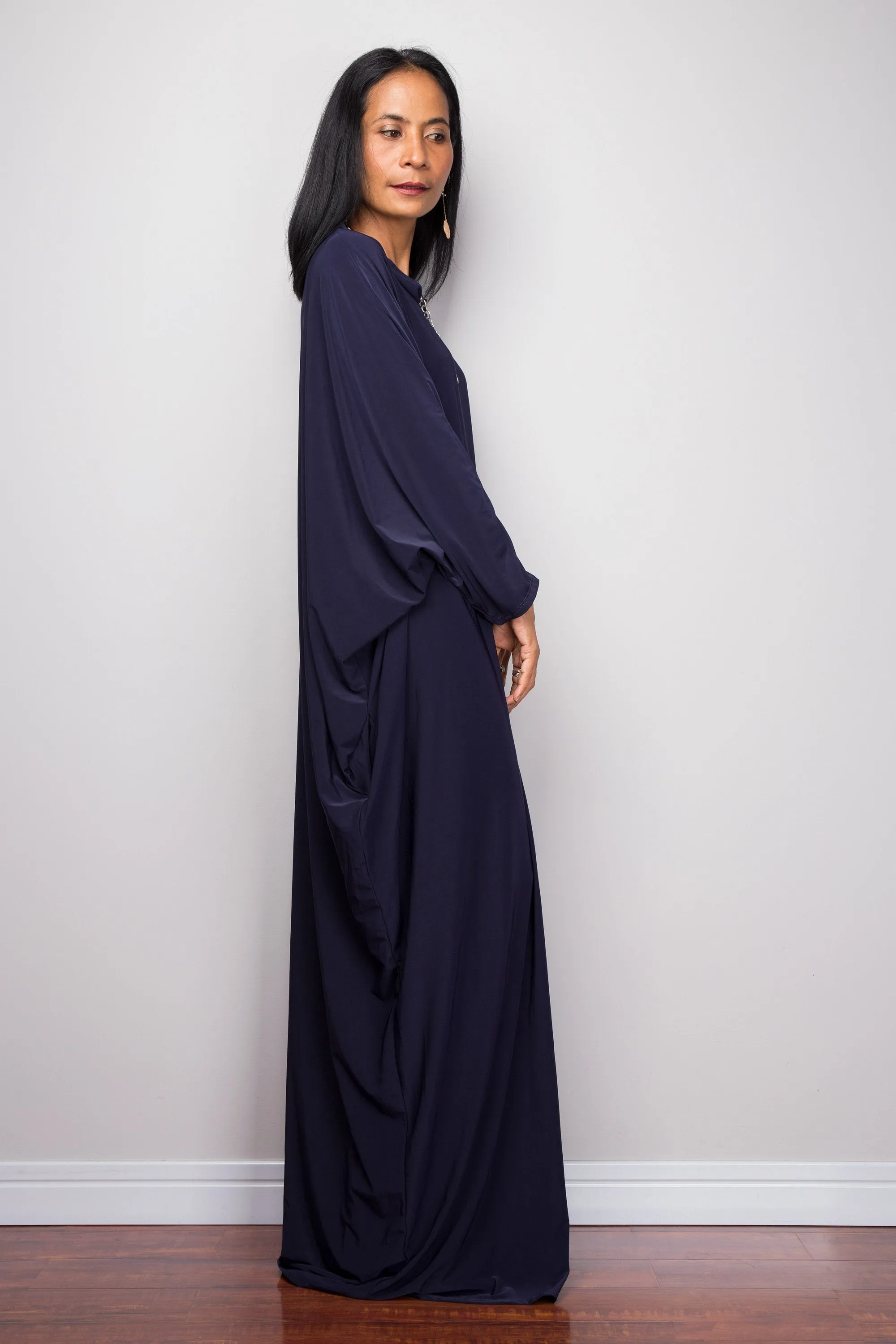 Navy Blue Modest Kaftan Dress