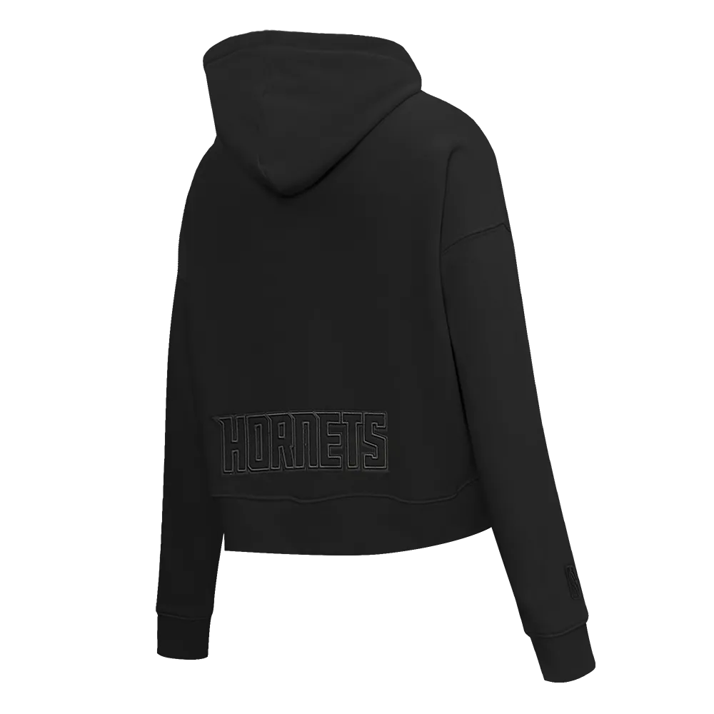 NBA CHARLOTTE HORNETS NEUTRAL WOMEN'S CROPPED PO HOODIE (BLACK)