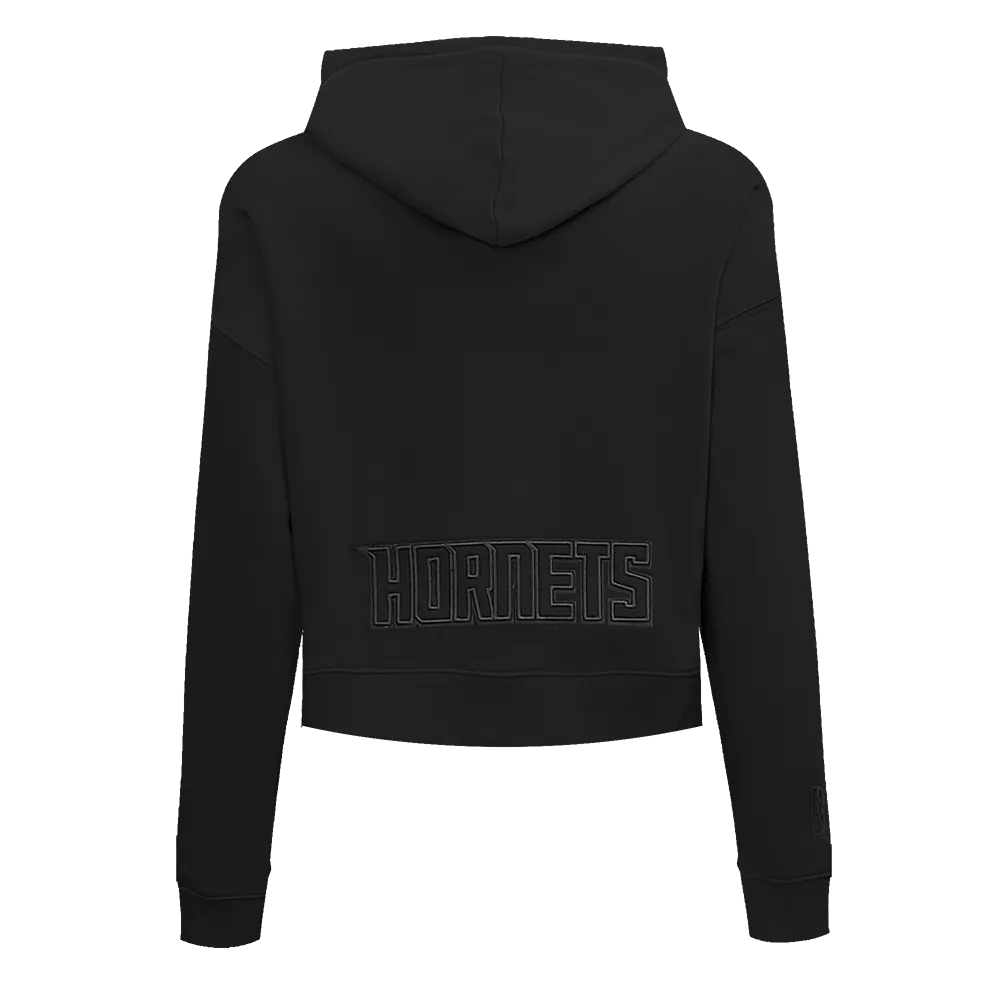 NBA CHARLOTTE HORNETS NEUTRAL WOMEN'S CROPPED PO HOODIE (BLACK)