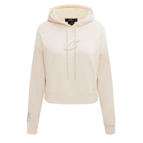 NBA CLEVELAND CAVALIERS NEUTRAL WOMEN'S CROPPED PO HOODIE (EGGSHELL)