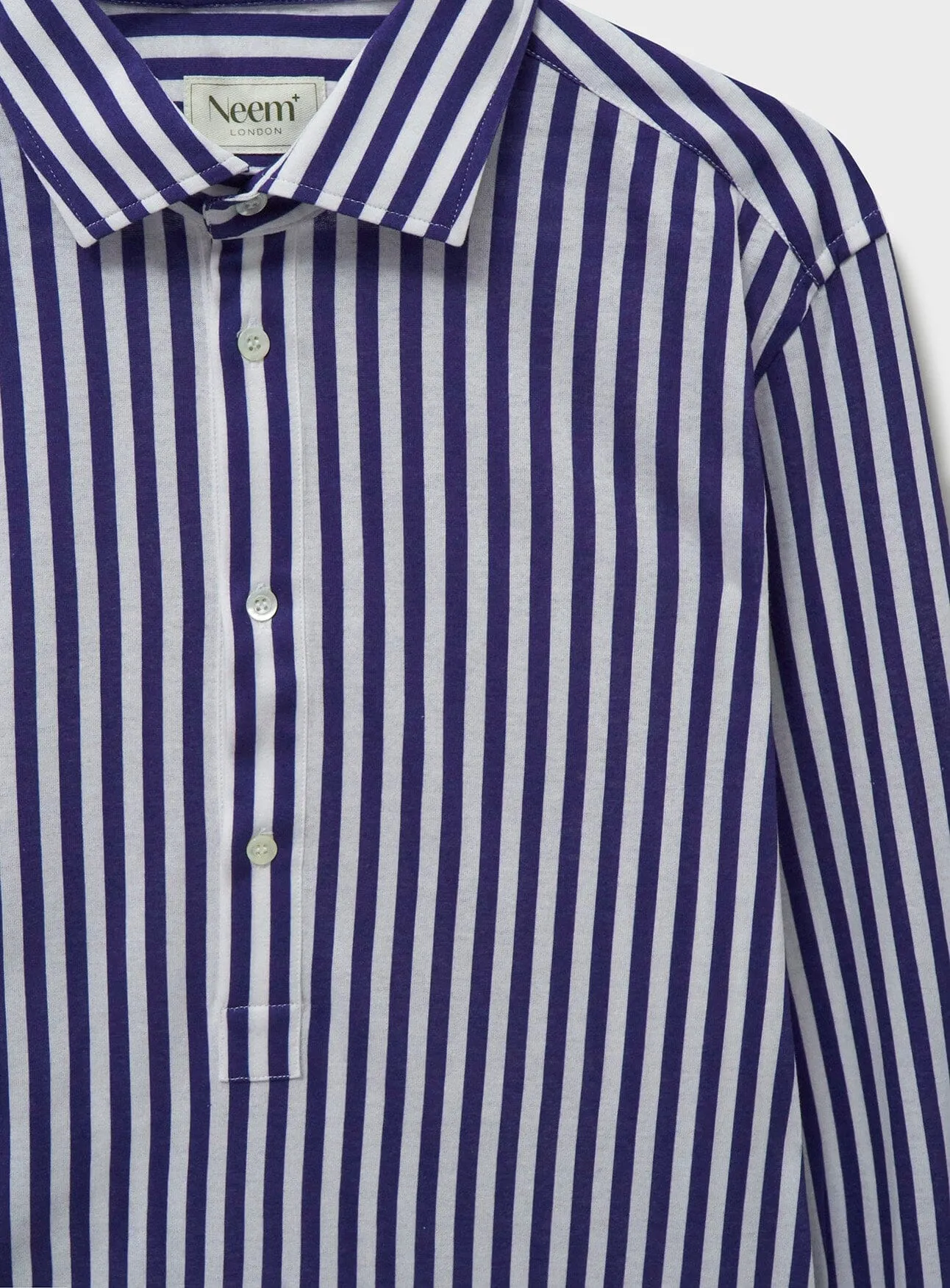 Neem Navy City Stripe Pop-Over Men's shirt