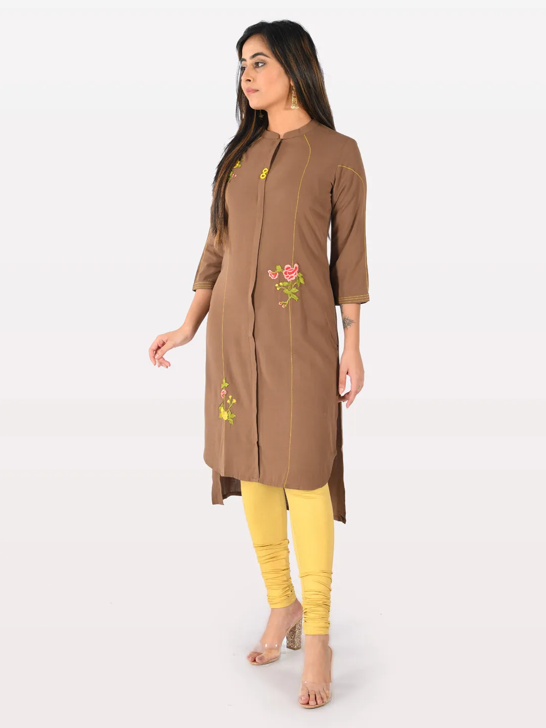 Neeru's Women L Peach Color Georgette Fabric Tunic 40