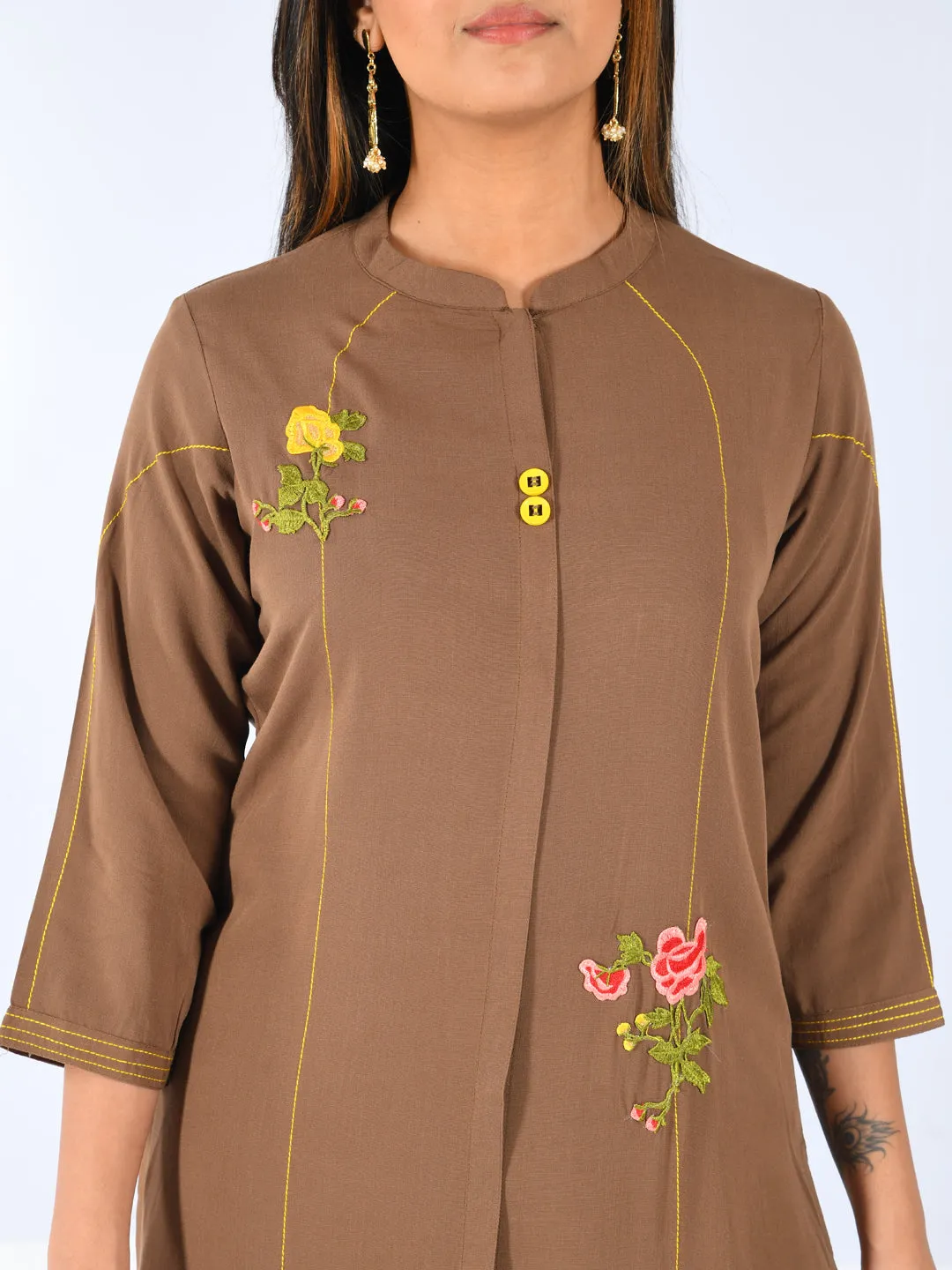 Neeru's Women L Peach Color Georgette Fabric Tunic 40