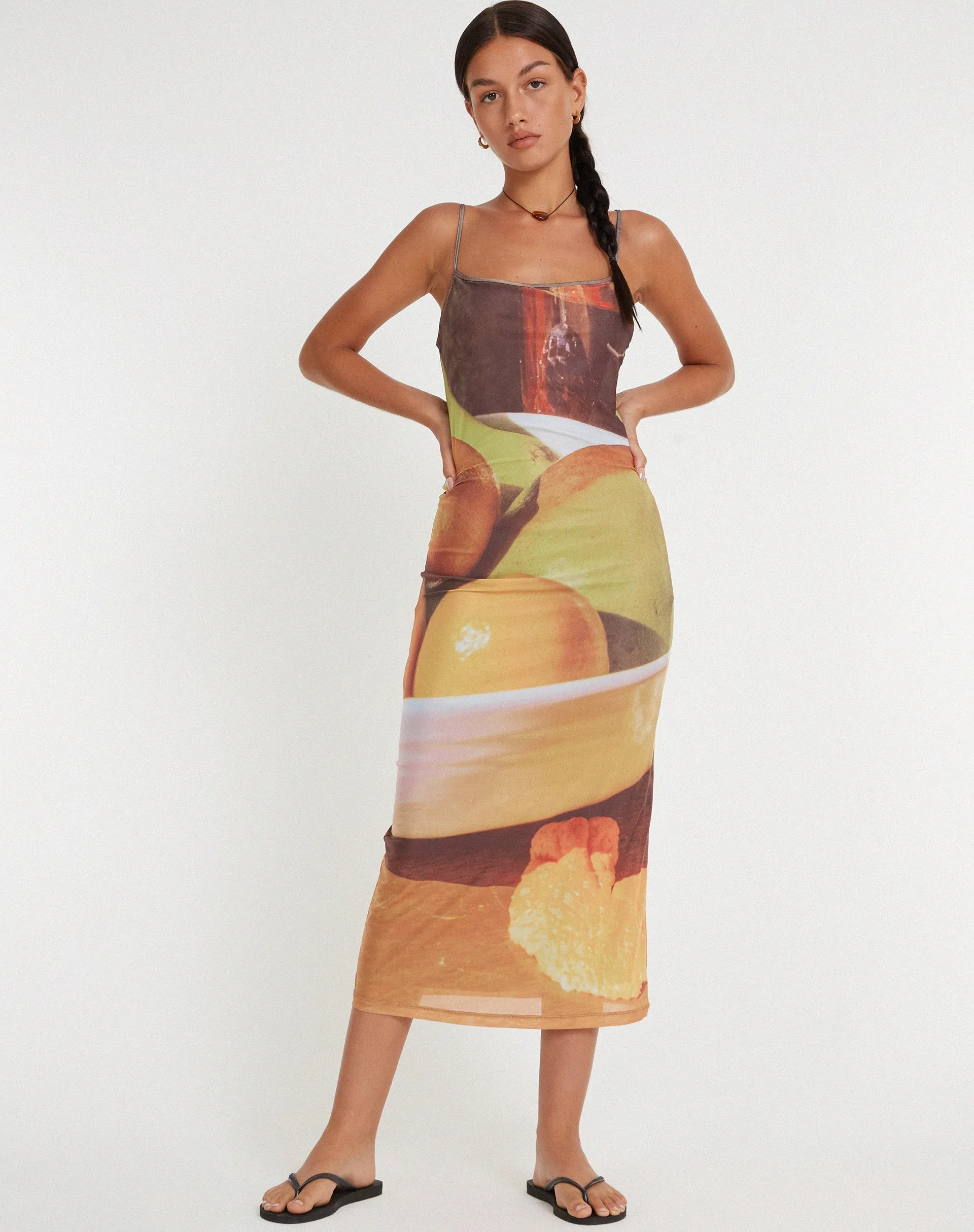 Nori Midi Dress in Fruit Photoprint