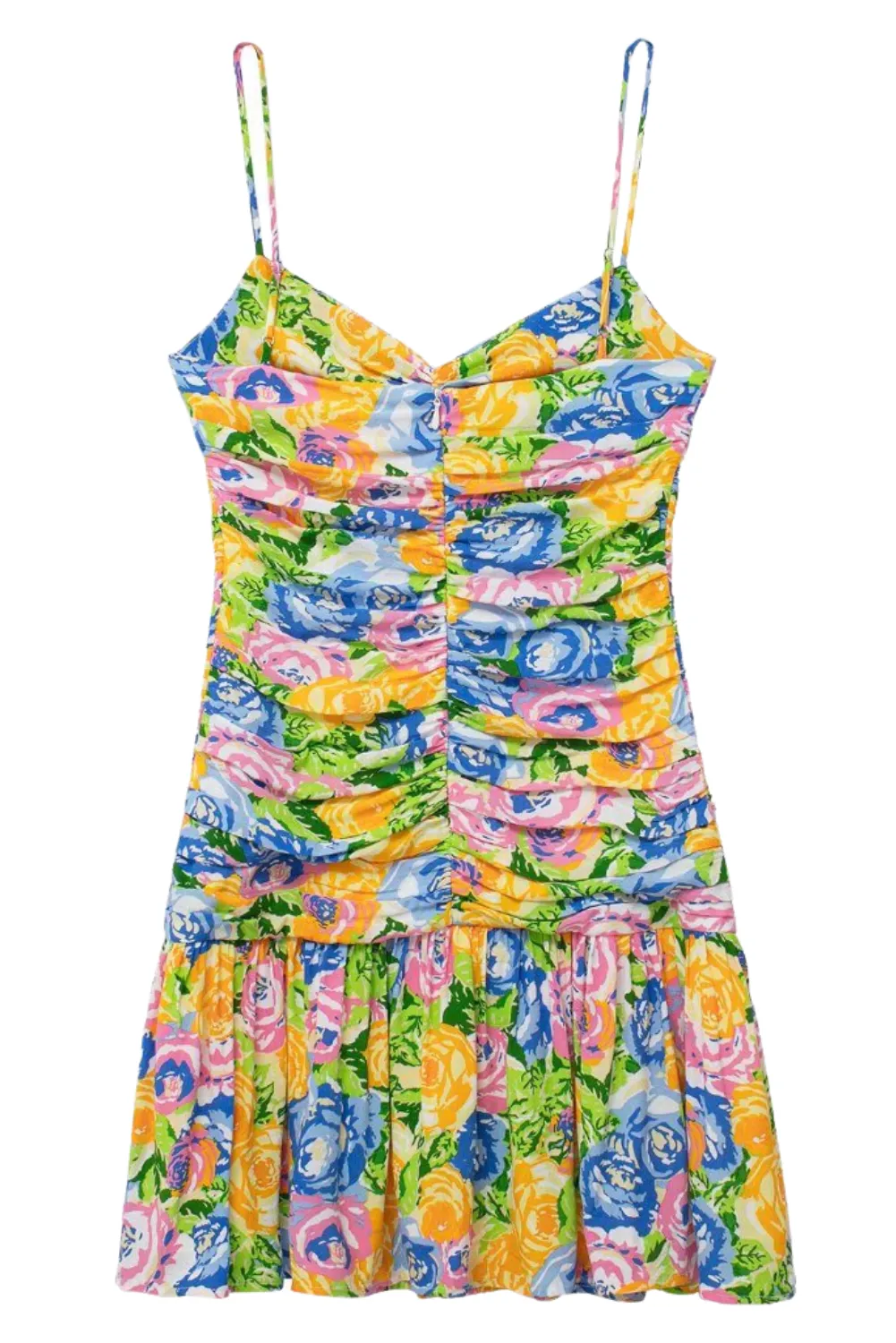 'Olivia' V-Neck Floral Printed Pleated Dress