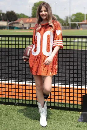 Orange Game Double Zero Sequin Jersey Dress