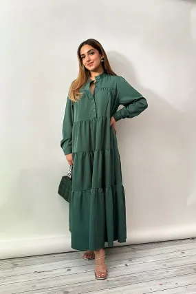 Pine Green Tiered Dress