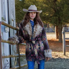 Plains Belted and Fur Jacket by Tasha Polizzi