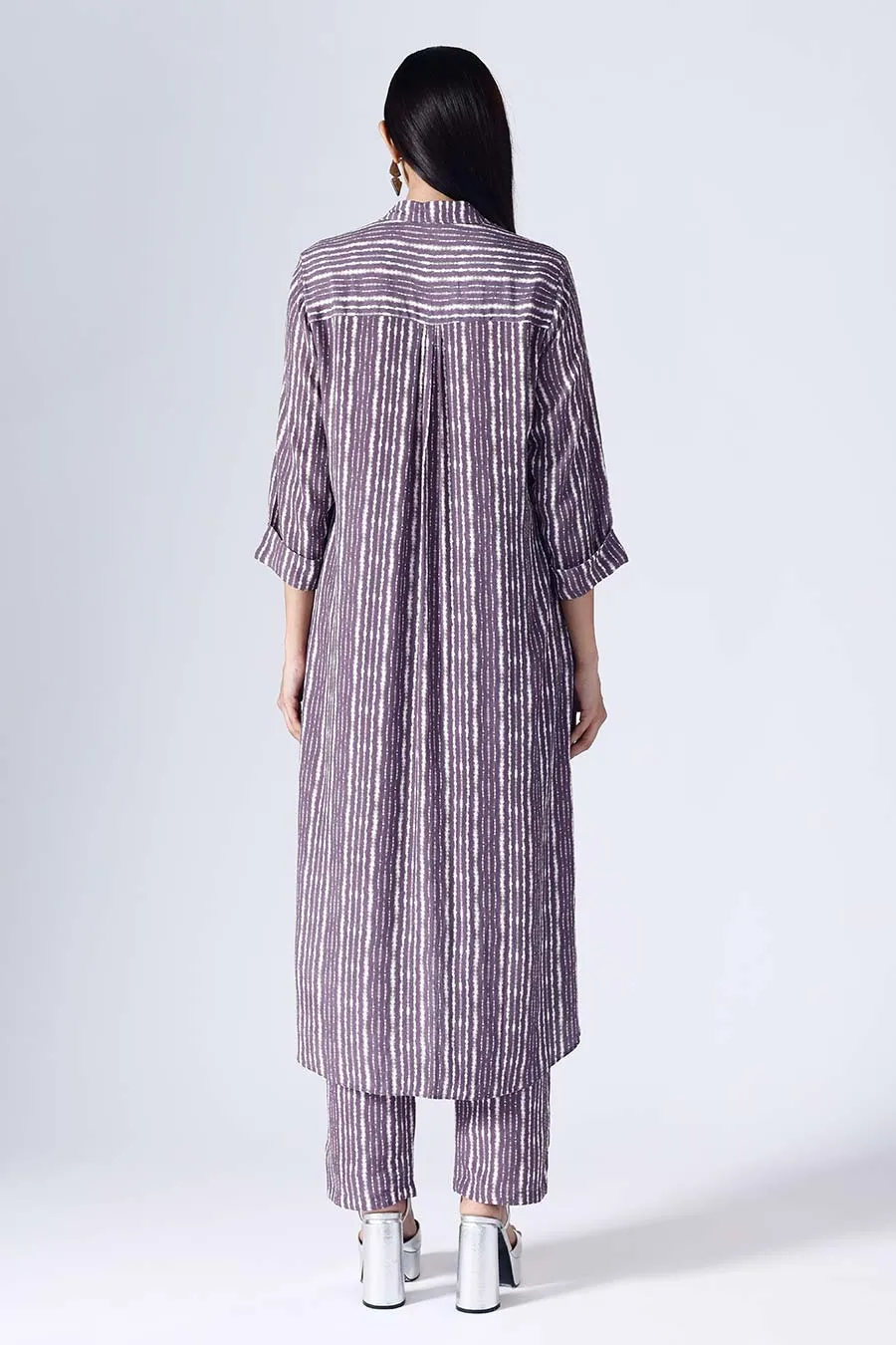 Plum Shibori Long Tunic & Pant Set