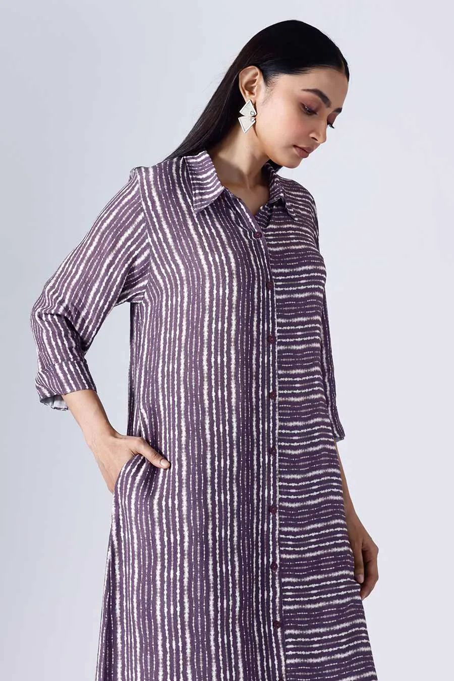 Plum Shibori Long Tunic & Pant Set