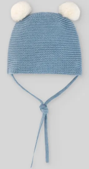 Pompom Knit Hat- Dutch Blue