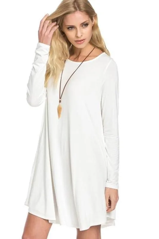 Premium Bamboo Swing Pocket Dress - Ivory