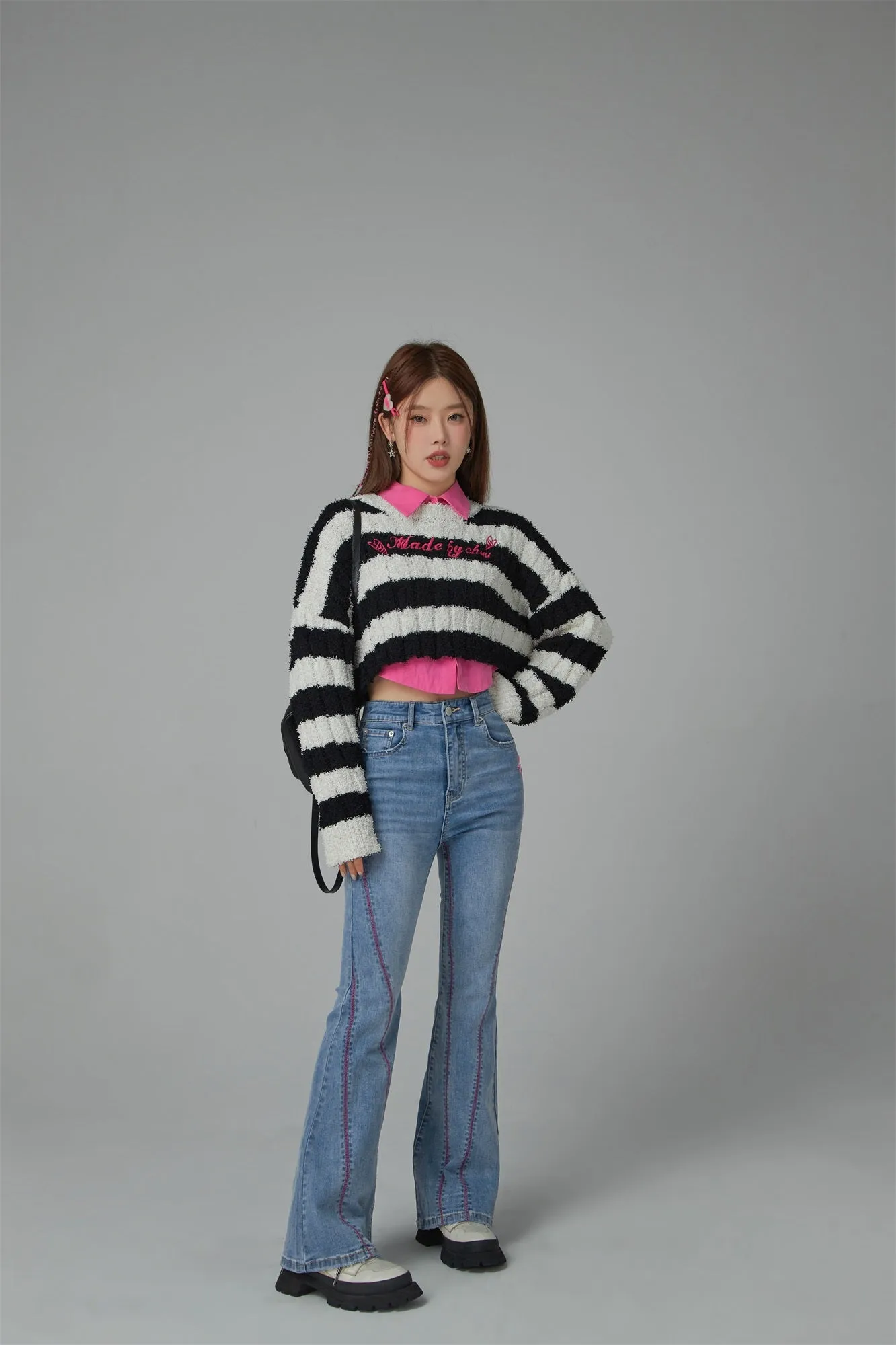 Pretty Bold Striped Cropped Knit Sweater