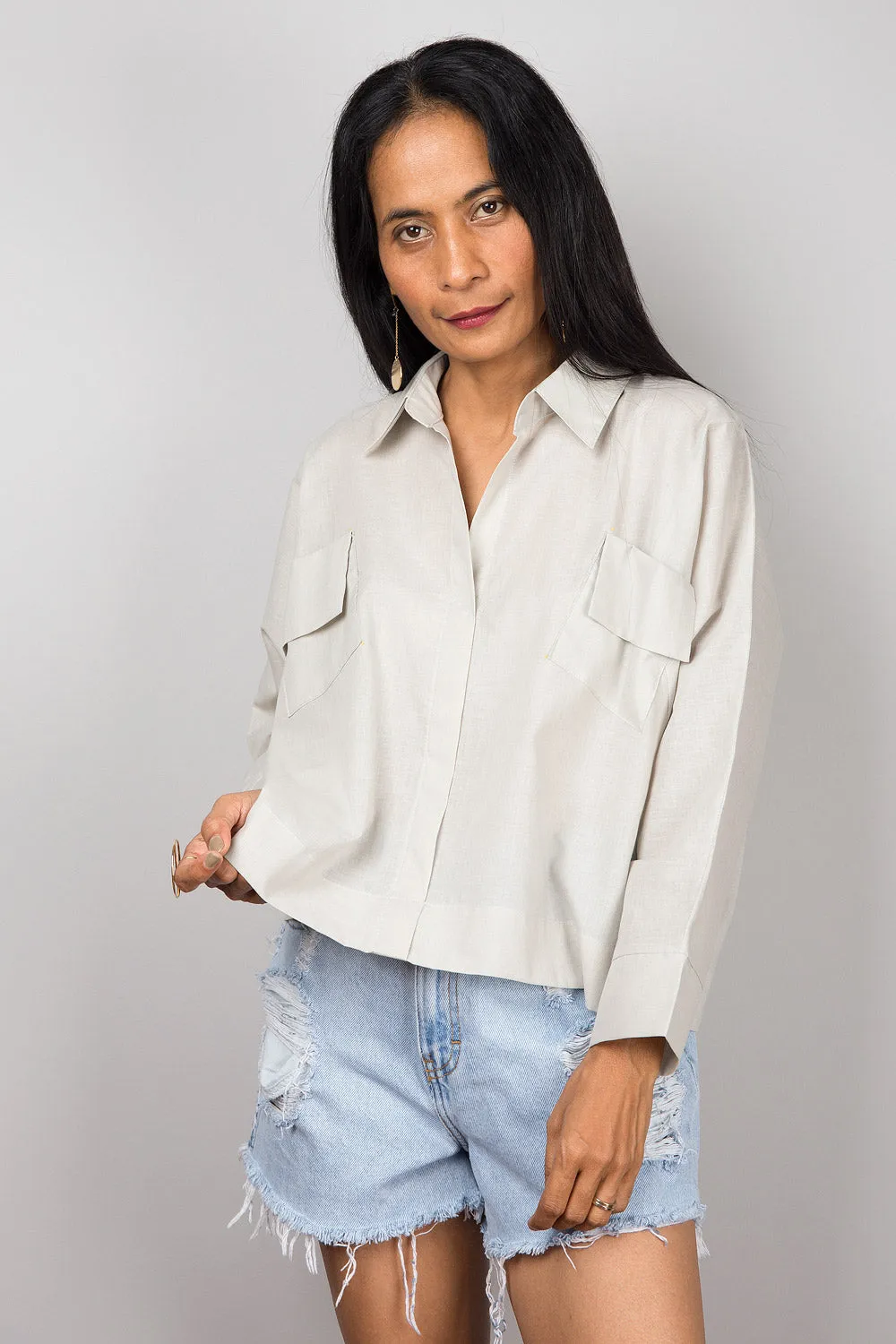 Pullover Blouse Shirt with pockets| Oversized loose fit women's shirt