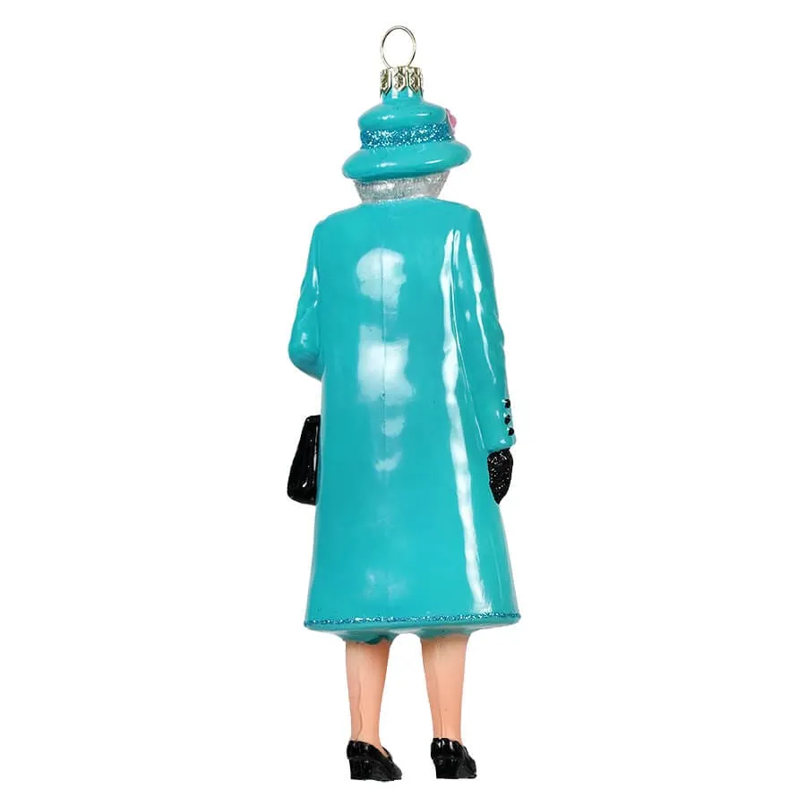 Queen Elizabeth Wearing Turquoise Peacoat Ornament