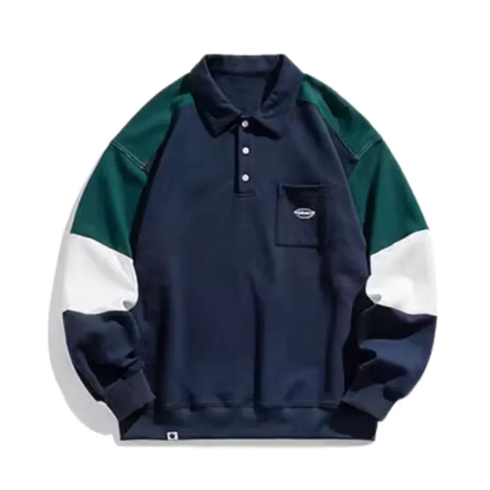 "Japanese Splicing Simple Polo" Sweatshirt