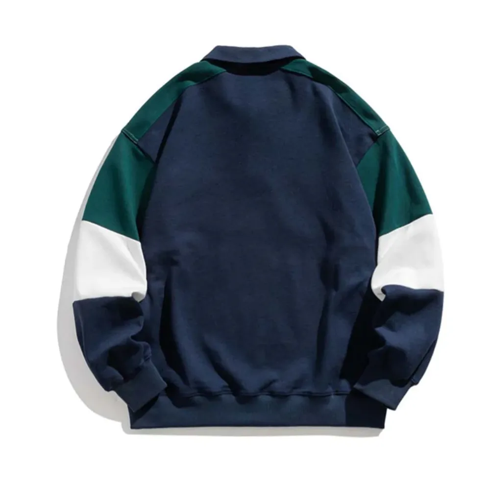 "Japanese Splicing Simple Polo" Sweatshirt