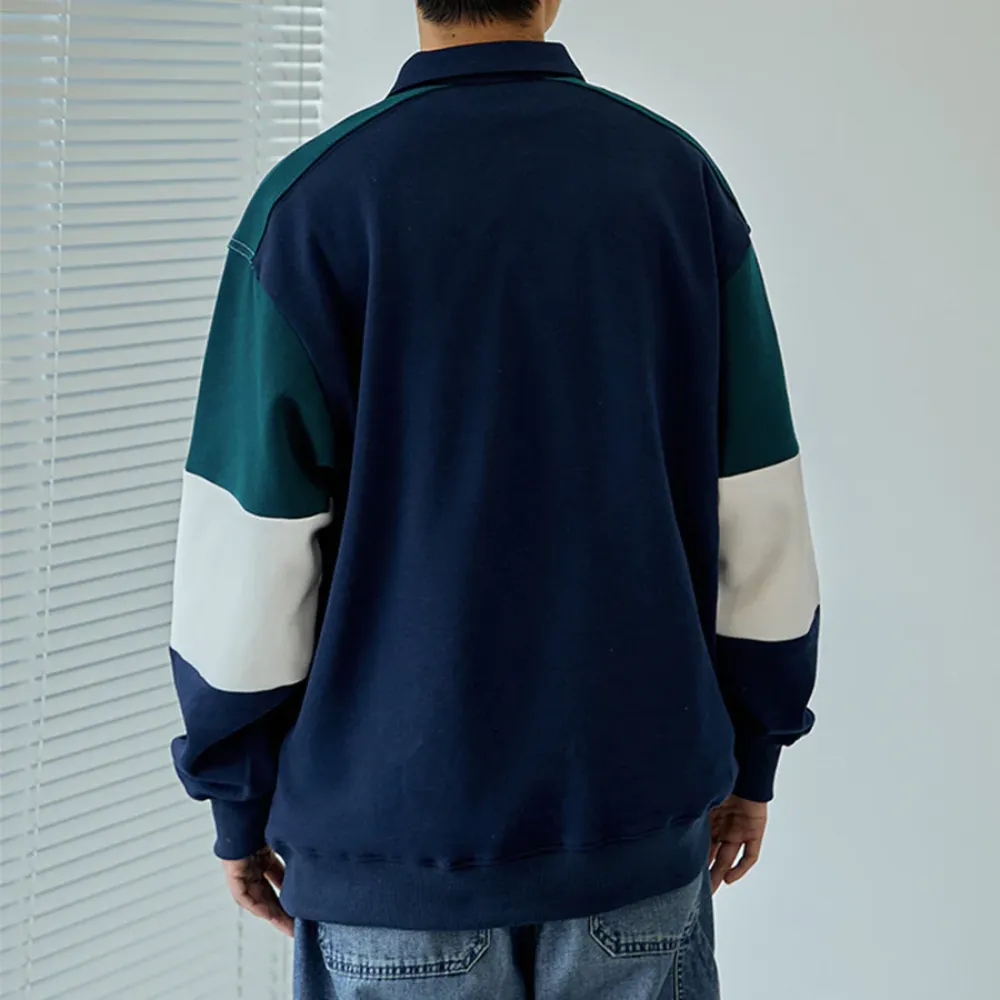 "Japanese Splicing Simple Polo" Sweatshirt