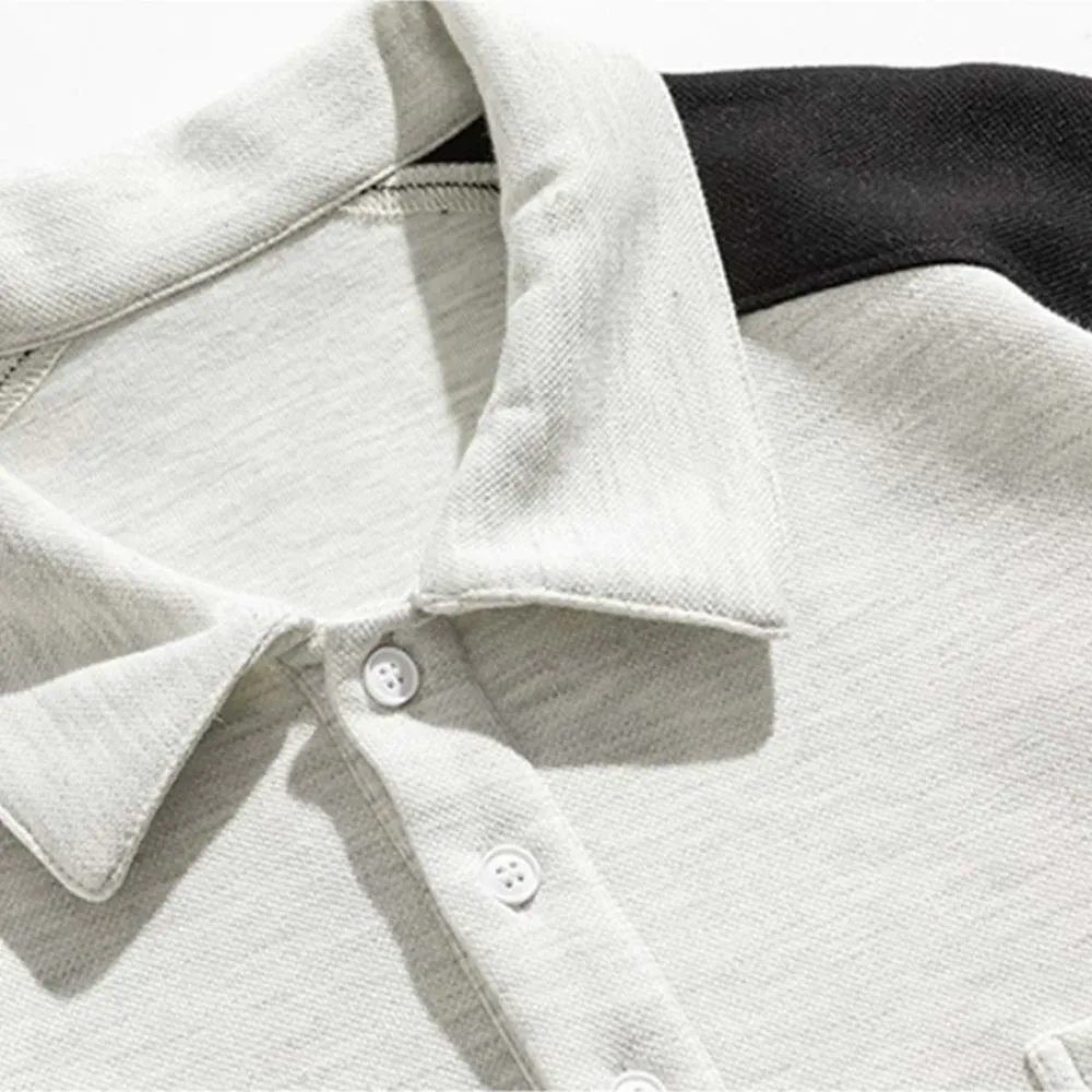 "Japanese Splicing Simple Polo" Sweatshirt