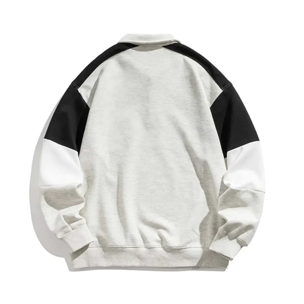 "Japanese Splicing Simple Polo" Sweatshirt