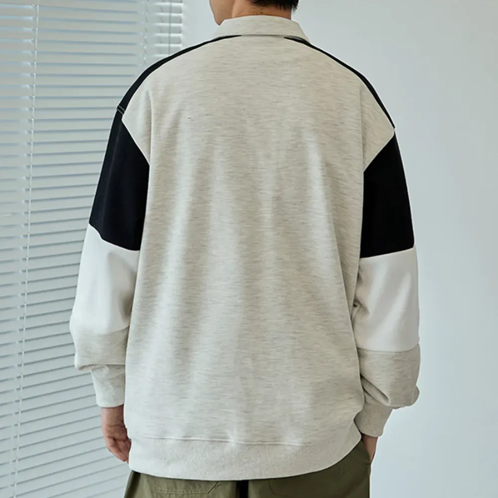 "Japanese Splicing Simple Polo" Sweatshirt