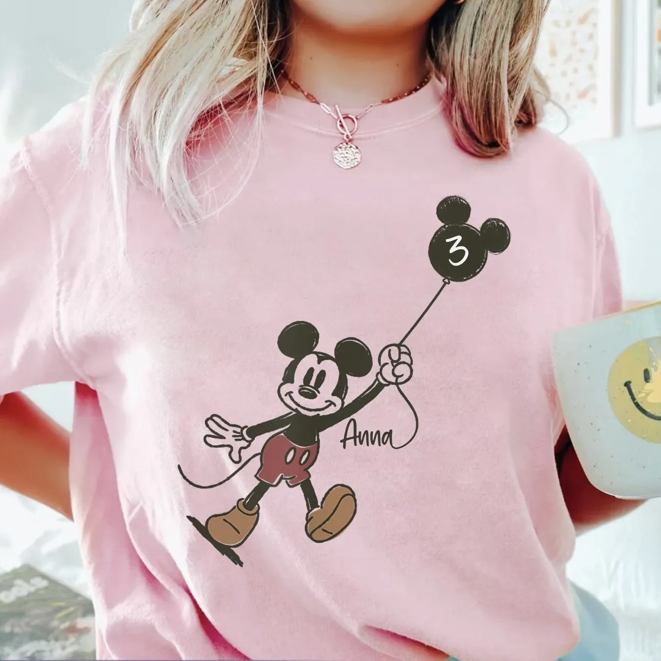 "Mickey Mouse Balloon Birthday" Sweatshirts - Custom Kid Name Age Mickey Mouse With Balloon