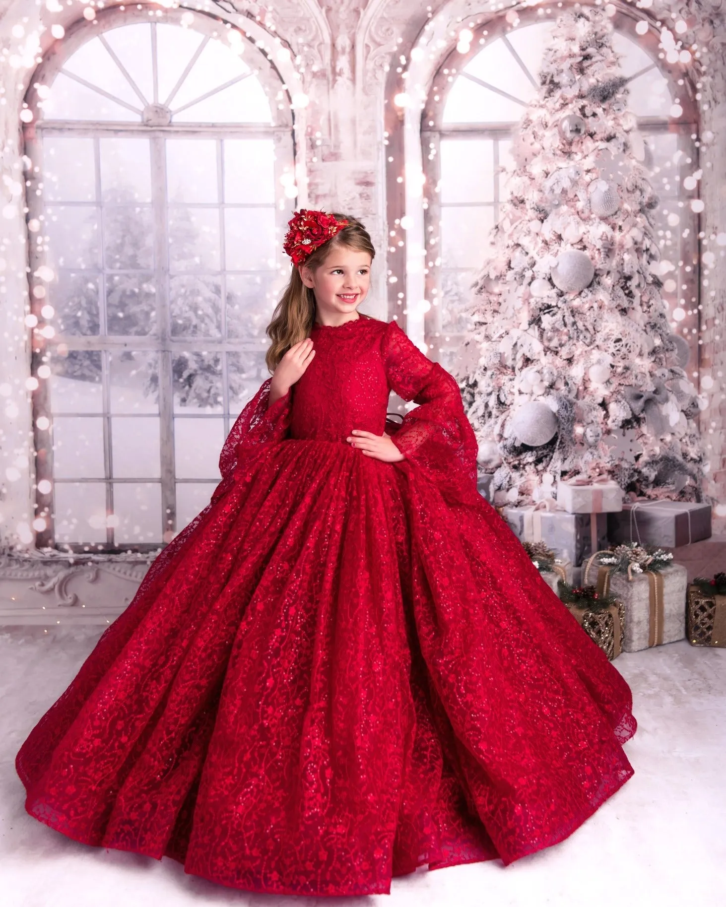 "Whit" Red - Floor Length Dress ( 5 Year - Petite 6 Year)