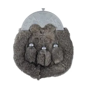 Rabbit Grey Fur Leather Sporran