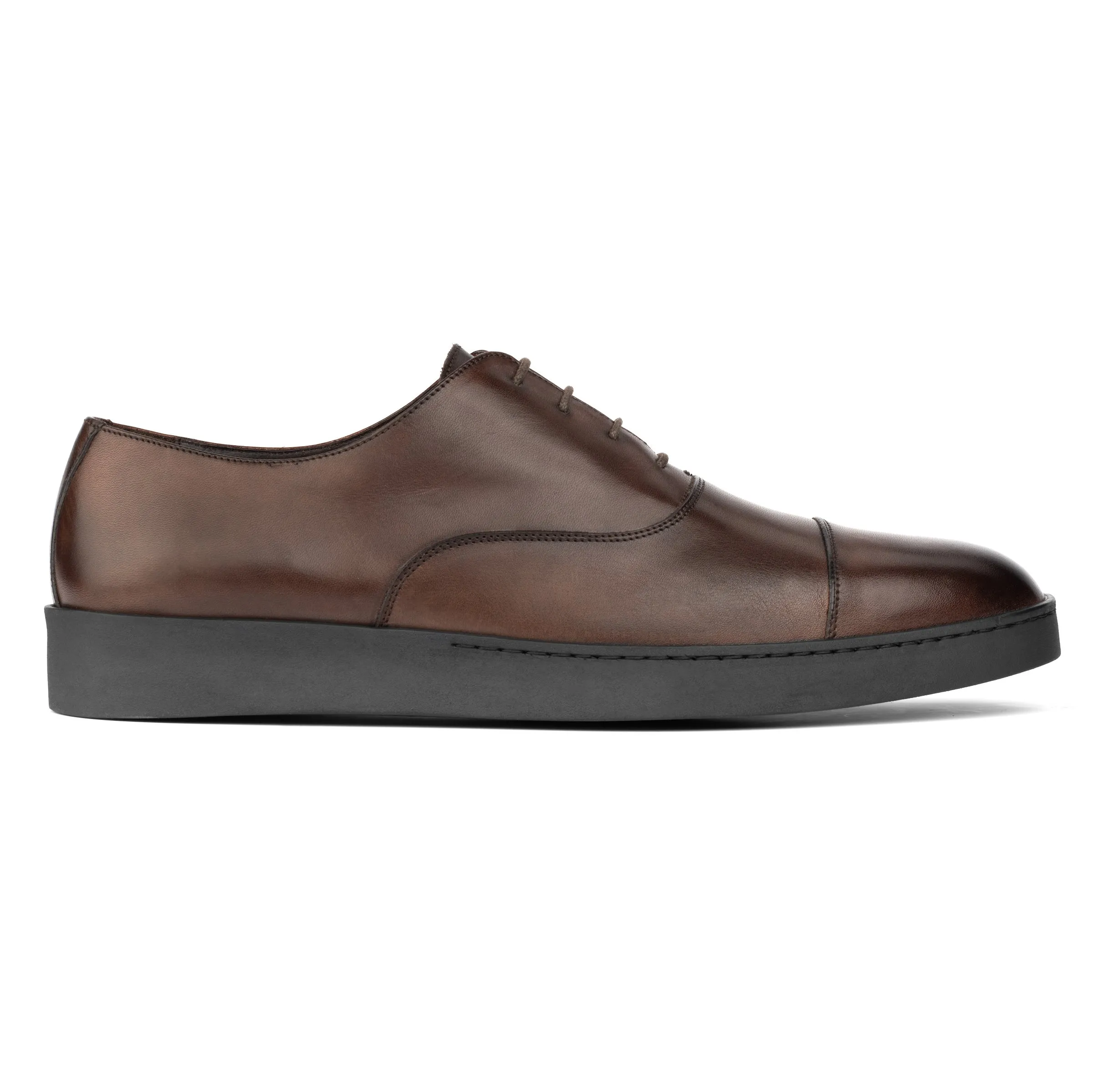 Randy Burnished Brown Cap Toe Hybrid Lace Up