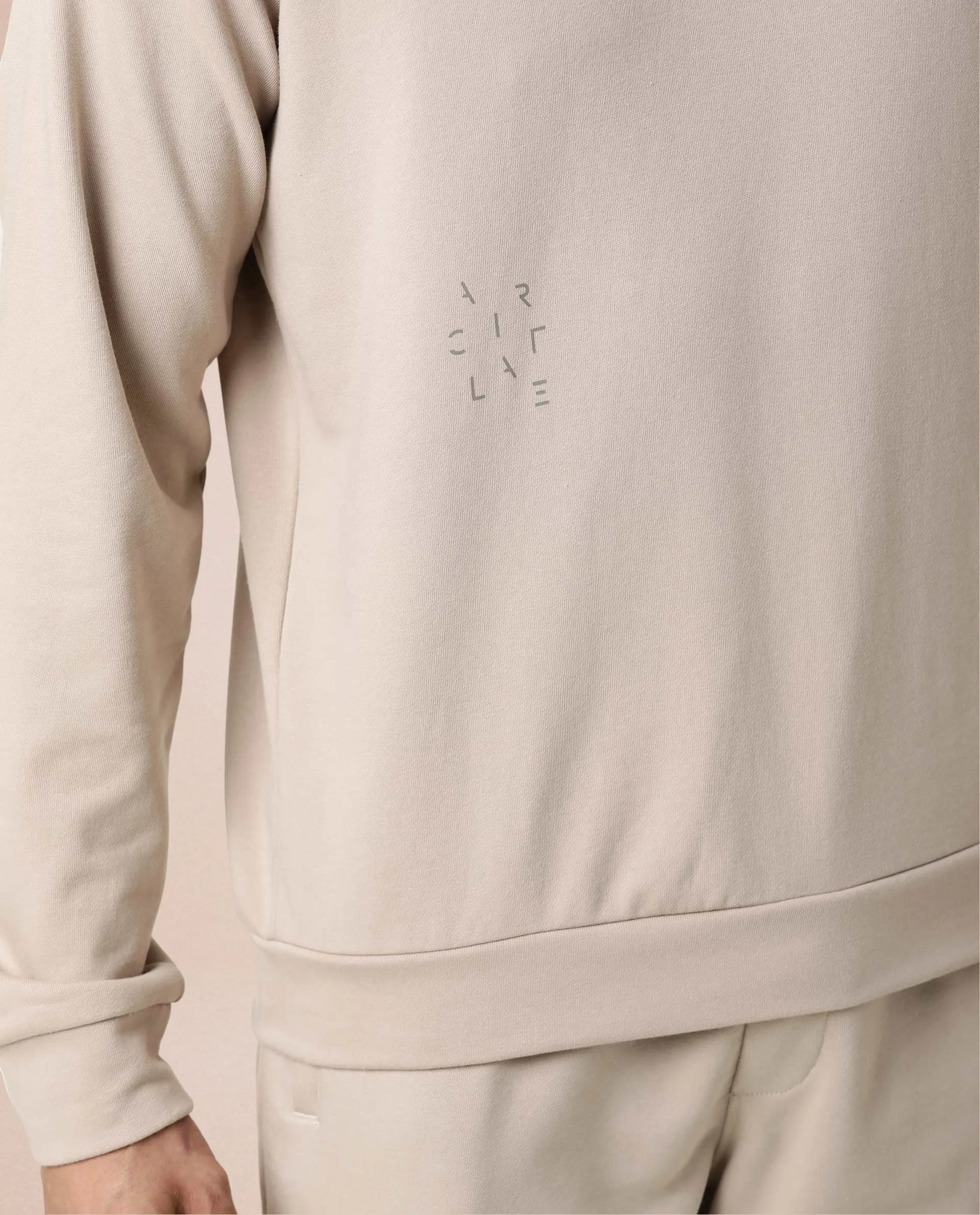 Rare Rabbit Articale Men's Arum Sand Beige Cotton Fabric Full Sleeves Solid Sweatshirt