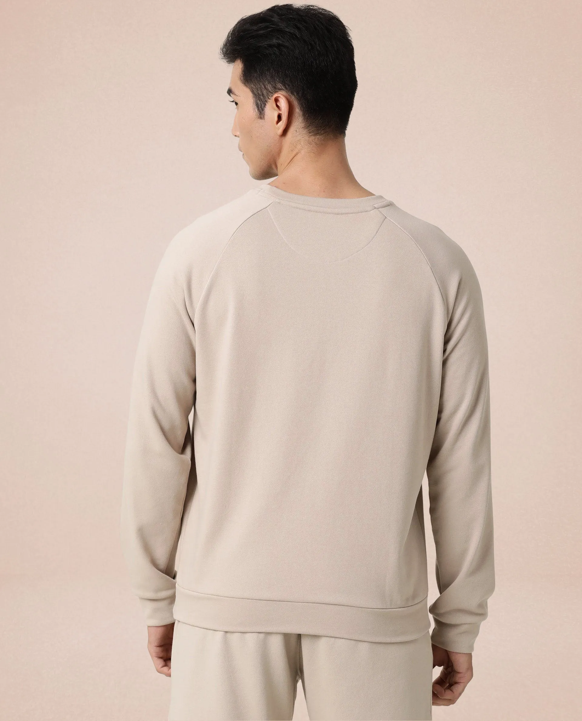 Rare Rabbit Articale Men's Arum Sand Beige Cotton Fabric Full Sleeves Solid Sweatshirt