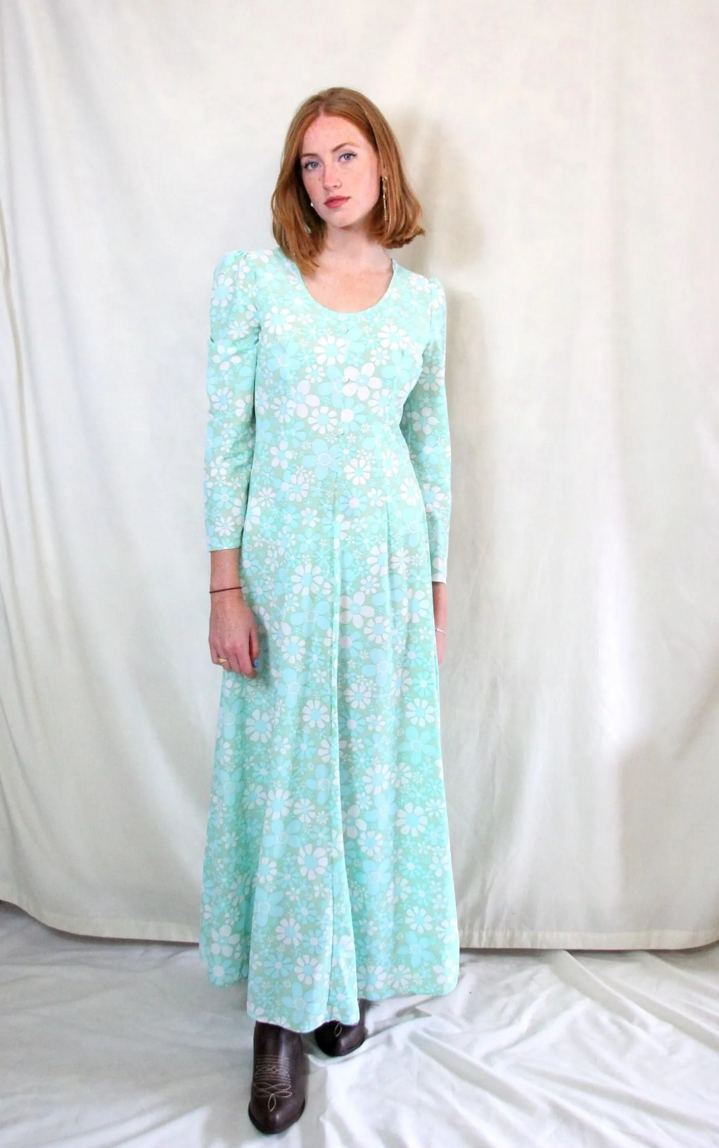 RENT Vintage 1970’s Green Maxi Dress