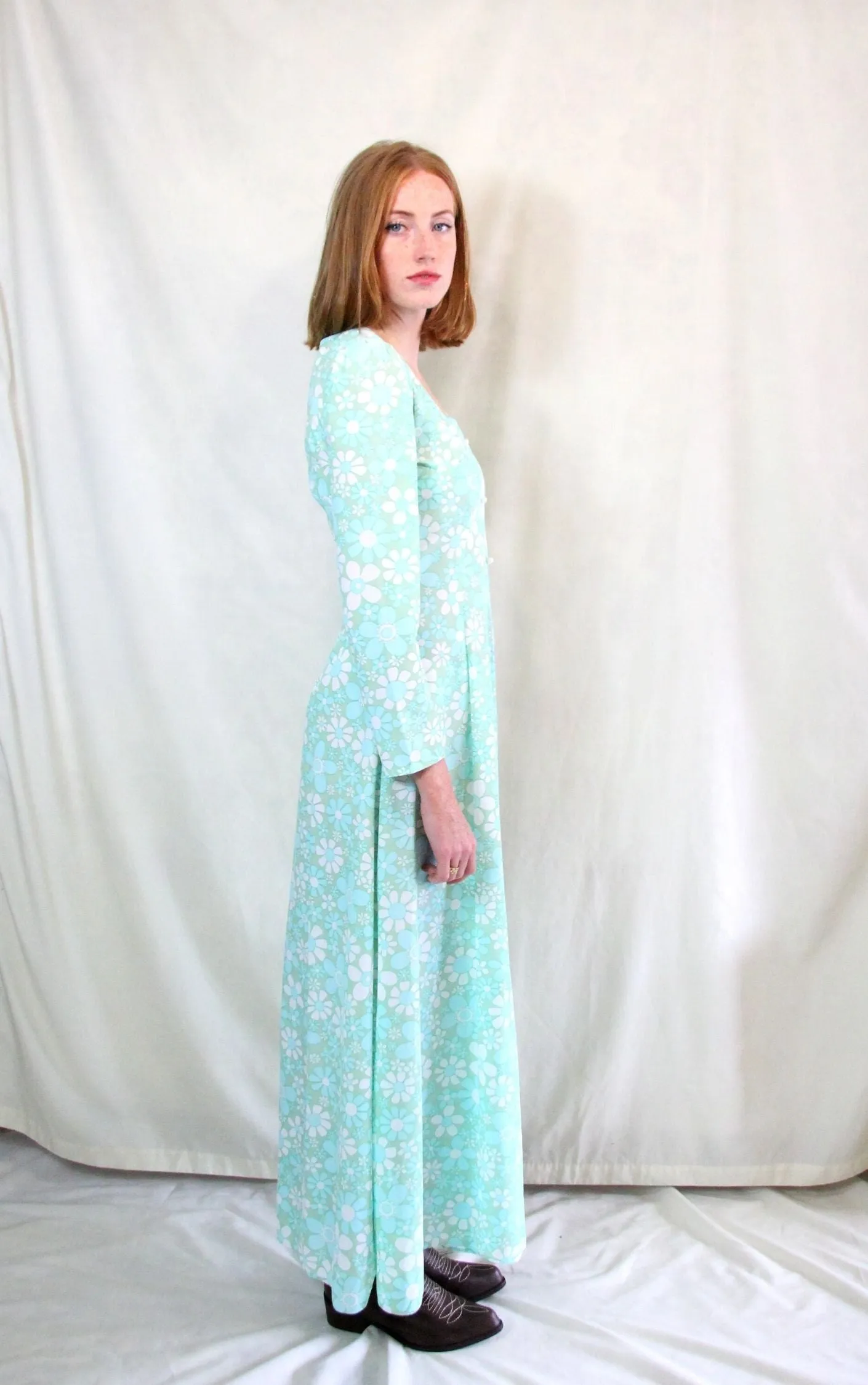 RENT Vintage 1970’s Green Maxi Dress