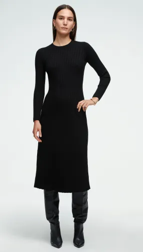 Ribbed Everyday Dress in Merino Wool | Black