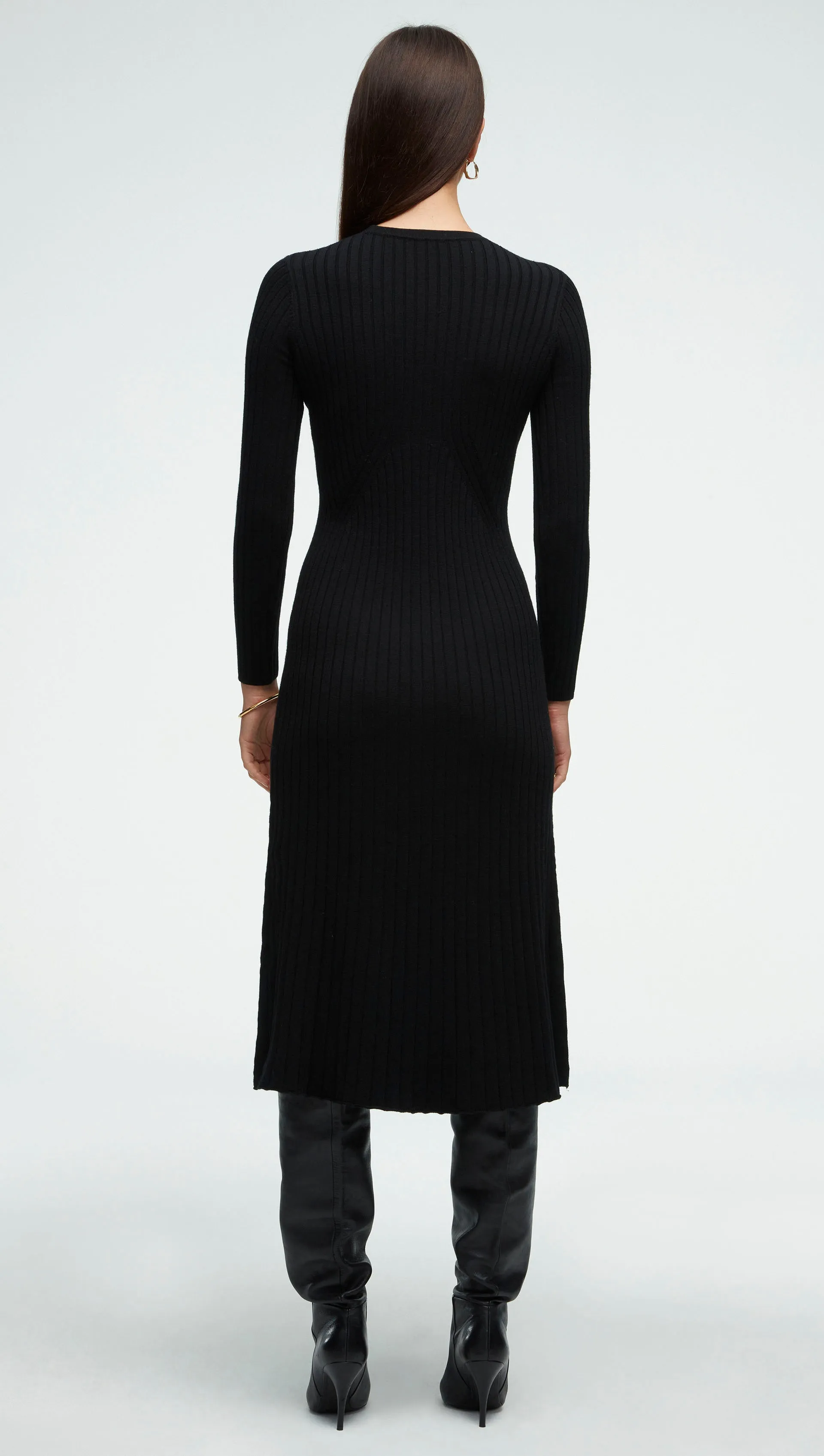 Ribbed Everyday Dress in Merino Wool | Black