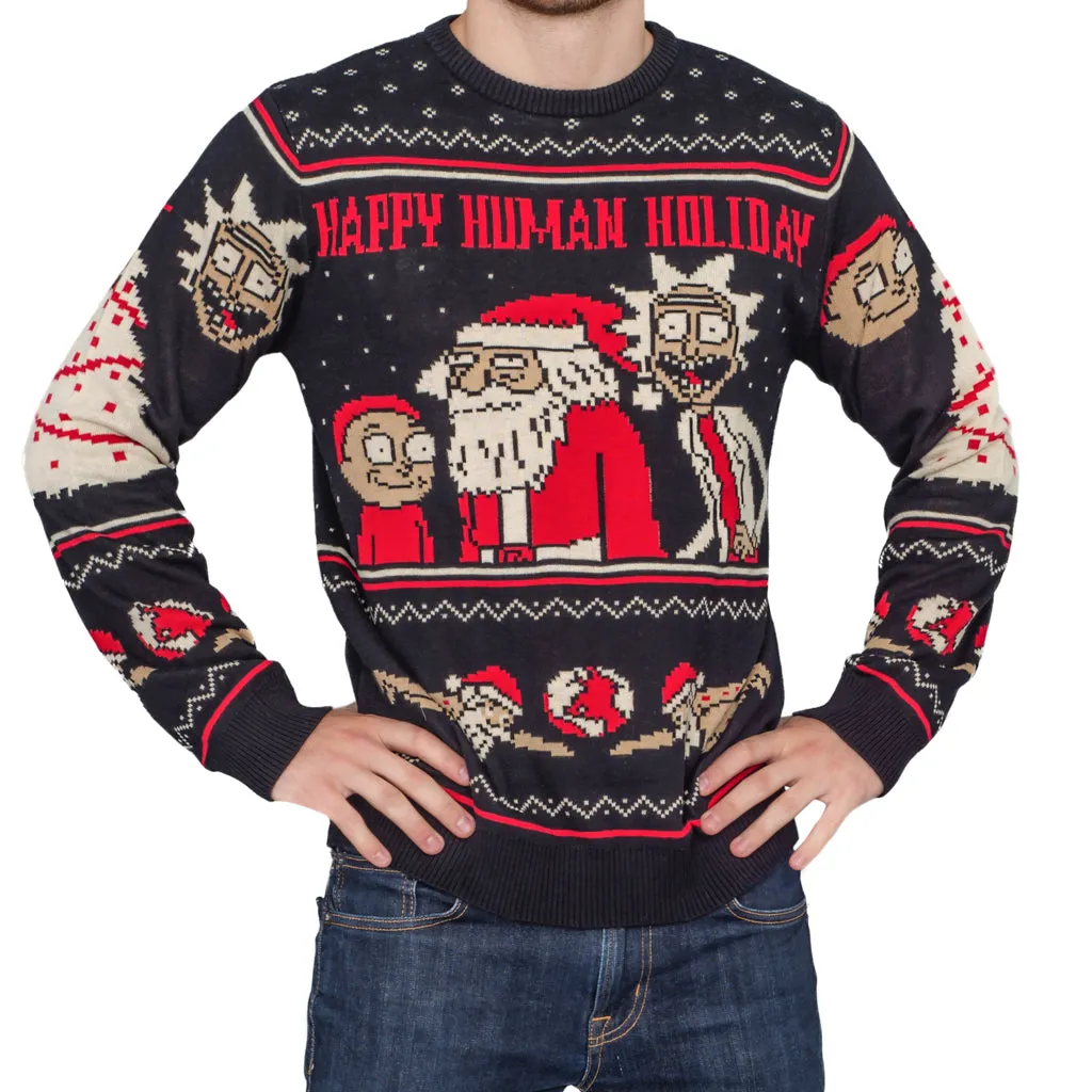 Rick and Morty Happy Human Holiday Ugly Christmas Sweater