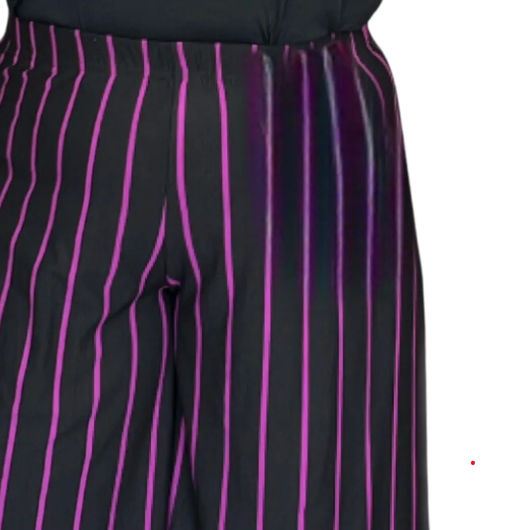 ROCKTHOSECURVES BLACK / MAGENTA WIDE STRIPED ELASTIC WAIST CULOTTES / SHORTS