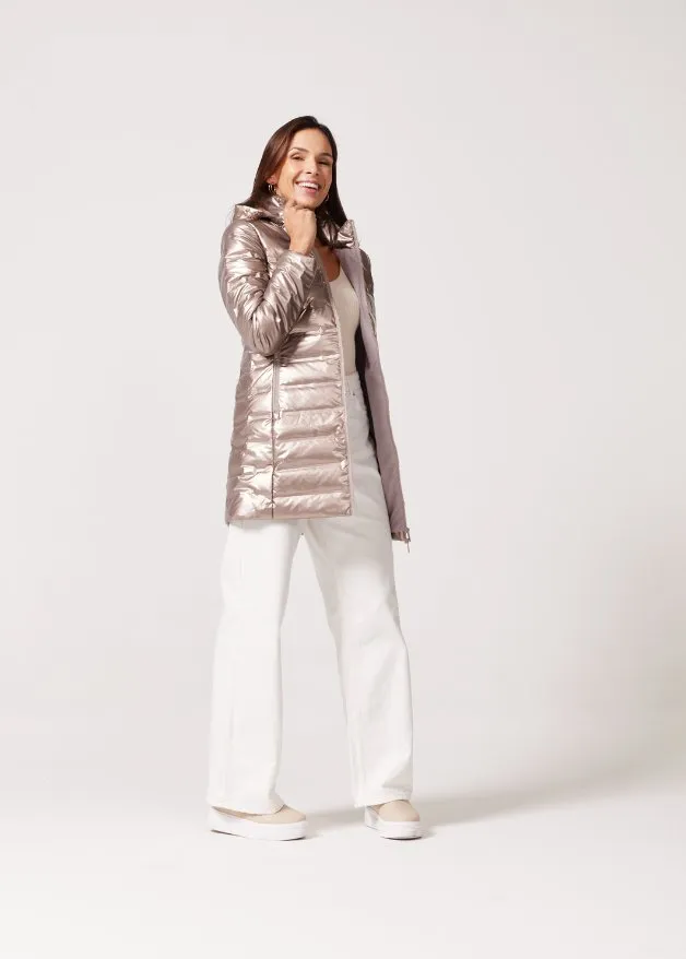 Rose Gold Metallic Duck Down Puffer Coat