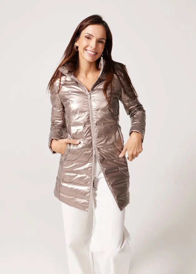 Rose Gold Metallic Duck Down Puffer Coat