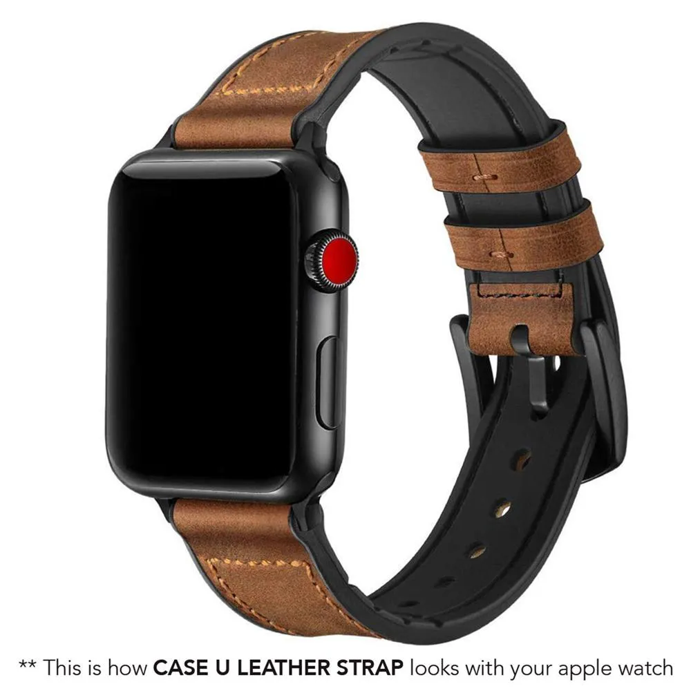 Rubber Hybrid iWatch Leather Strap for iWatch (Series SE/6/5/4)