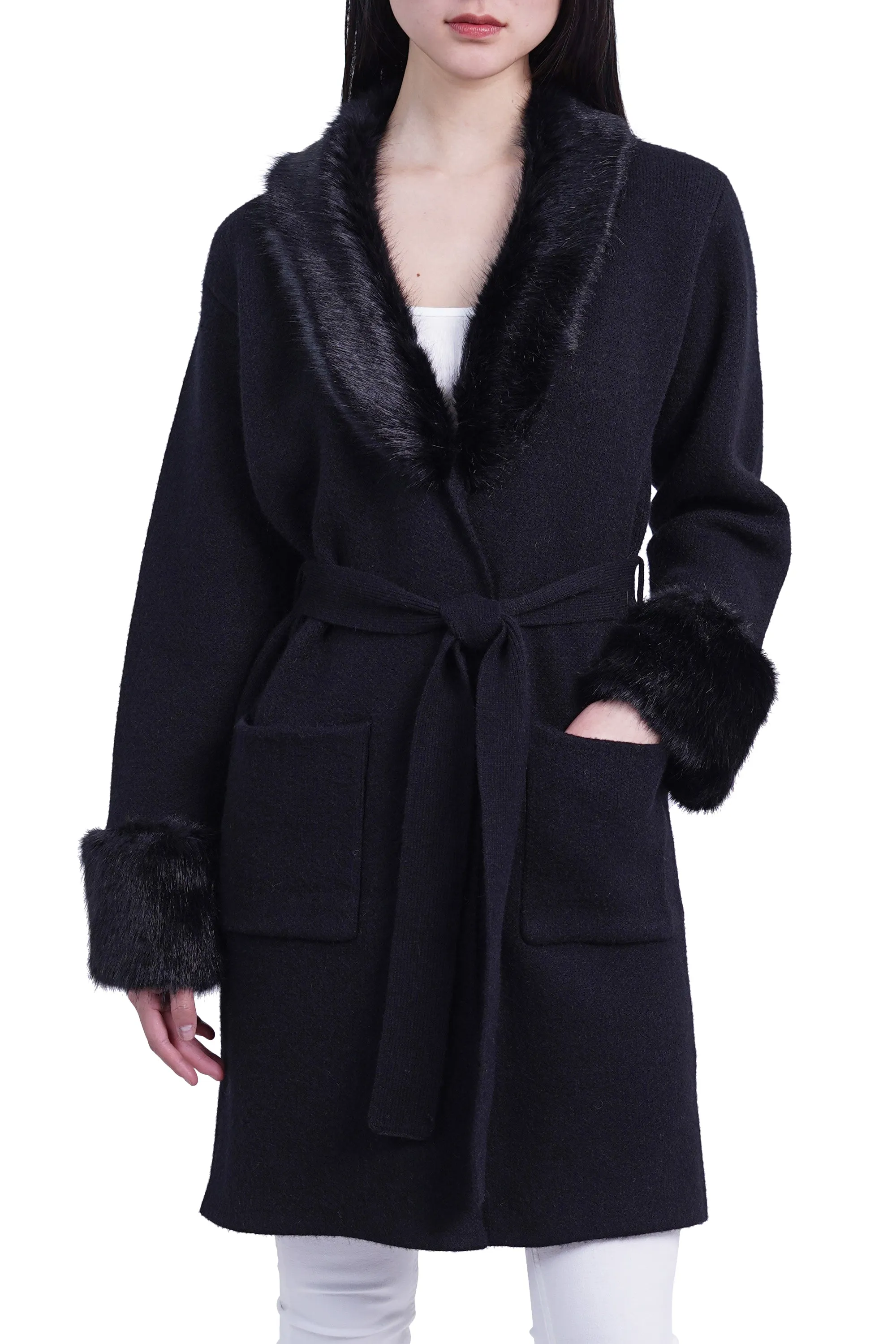 Shannon Cardigan with Faux Fur Collar