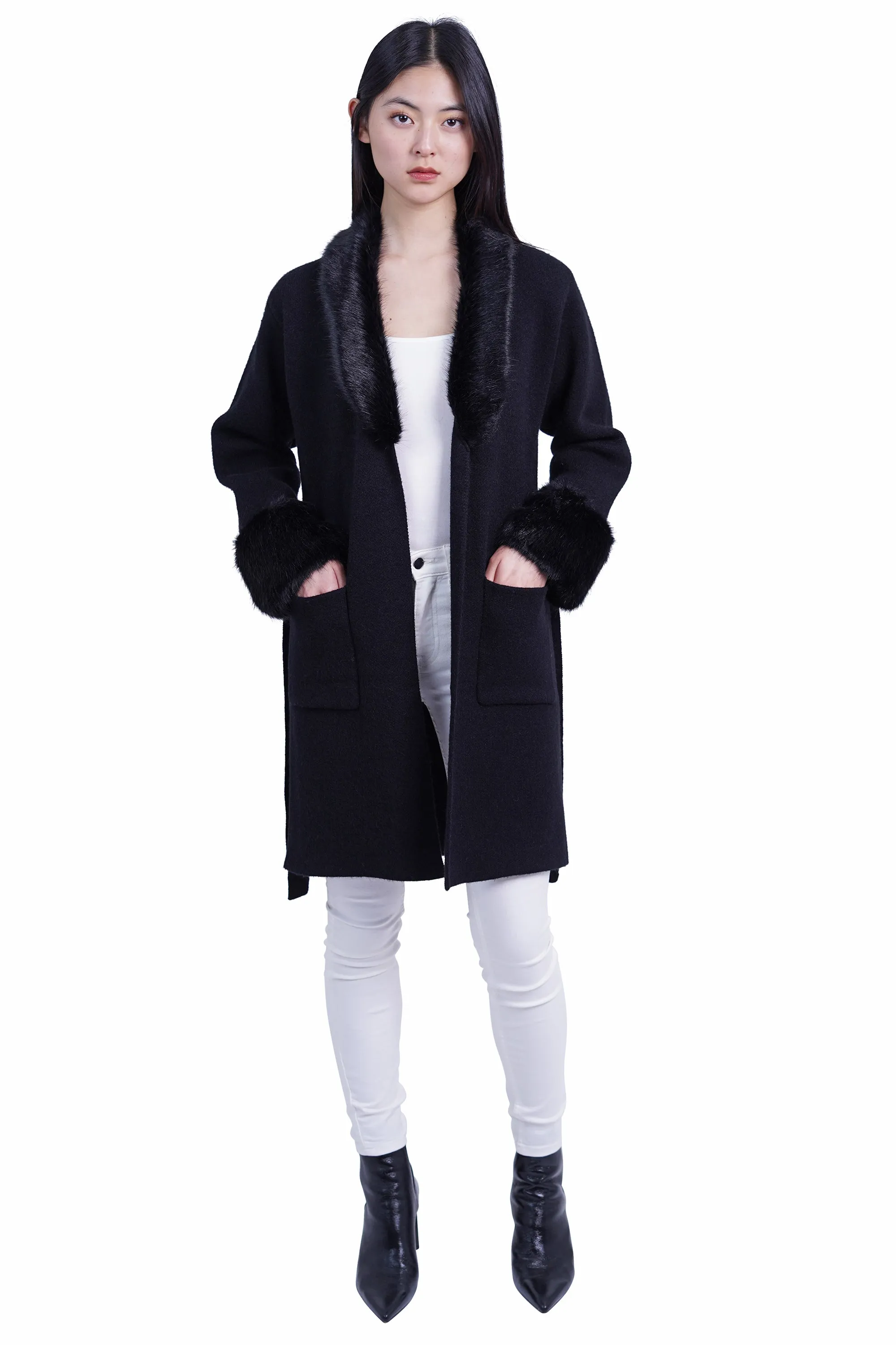 Shannon Cardigan with Faux Fur Collar