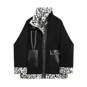 Siobhan Reversible Leopard Faux Fur Biker Jacket