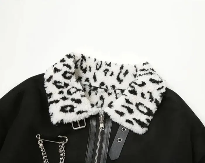 Siobhan Reversible Leopard Faux Fur Biker Jacket