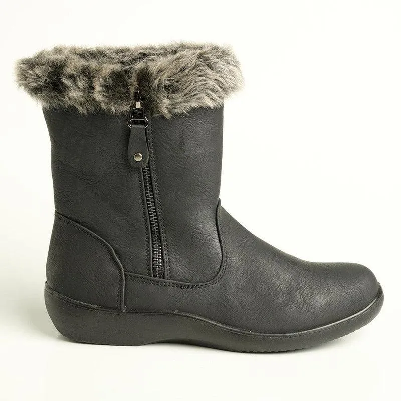 Soft Style by Hush Puppies Yukari Fur Collar Boot - Black