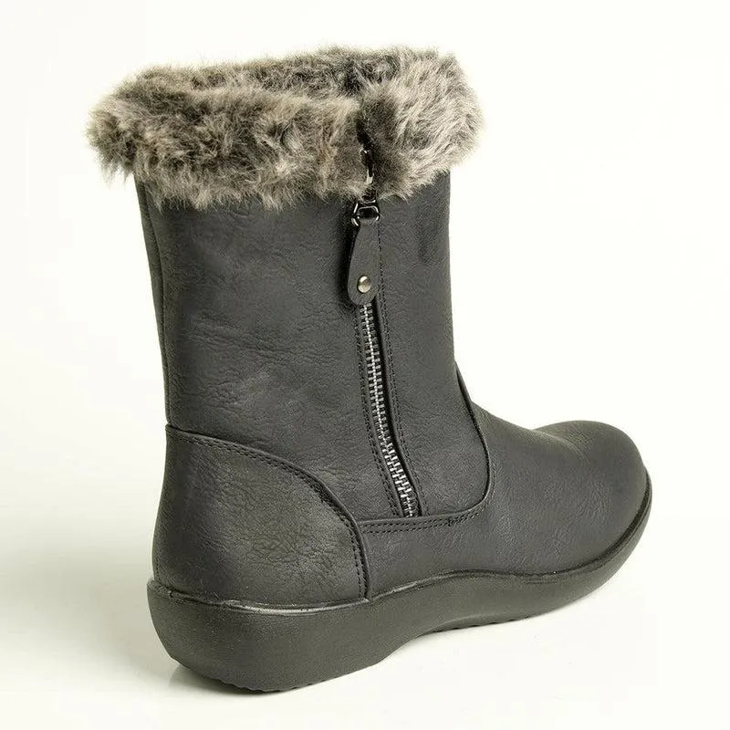 Soft Style by Hush Puppies Yukari Fur Collar Boot - Black