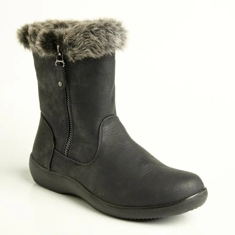 Soft Style by Hush Puppies Yukari Fur Collar Boot - Black