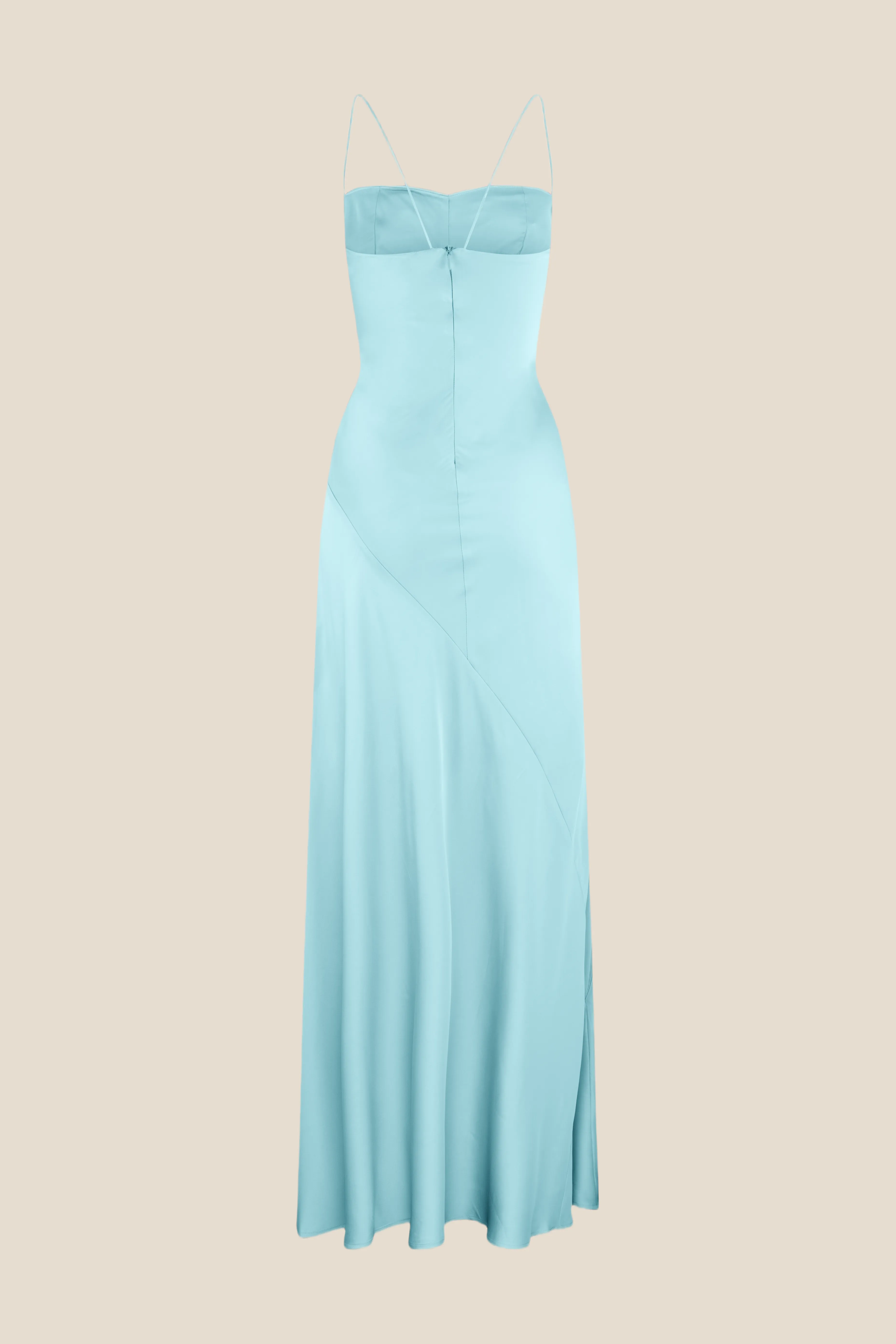 Spaghetti Straps Blue Long Dress with Slit