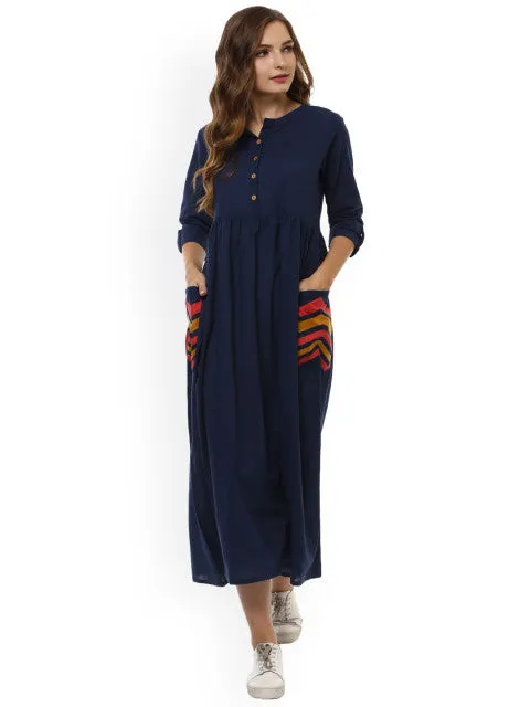 Sringam Women Blue Solid Maxi Dress